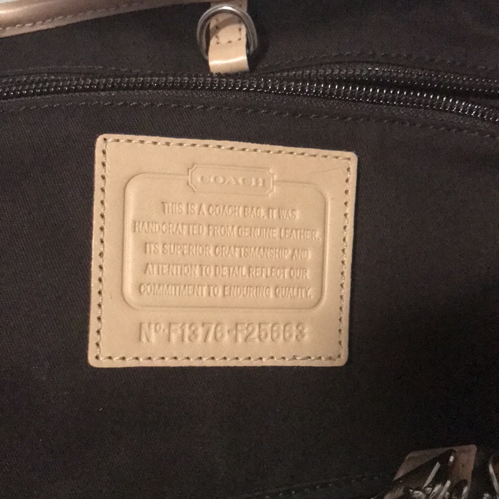 Coach City Metro Park F24341 Saffiano Brown Beige Leather Tote Bag - Picture 11 of 12